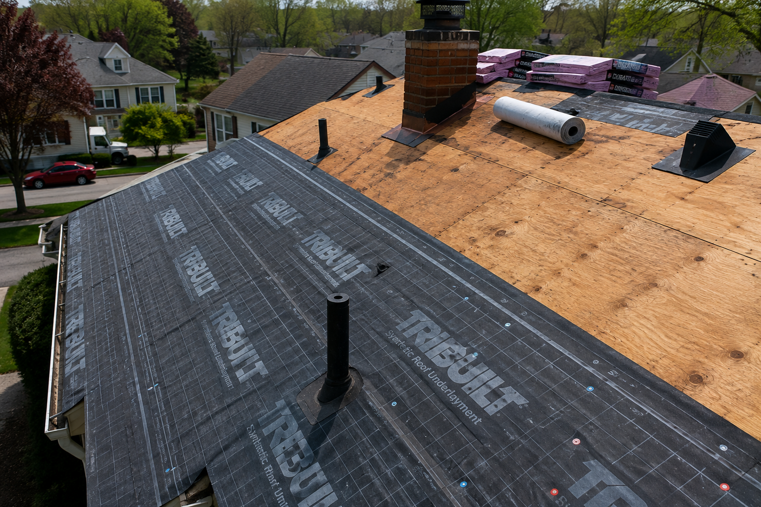 Before roofing layers are covered